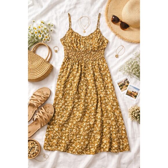 Old Navy Dresses & Skirts - Old Navy Cottagecore Floral Cami Sundress Smocked Waist Prairie Midi Medium